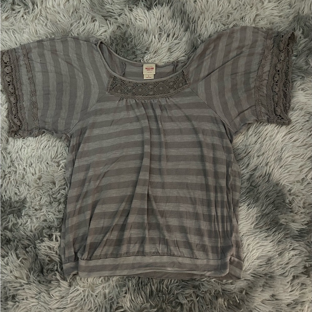 Mossimo Supply Co. Charcoal Lace Accent Blouse